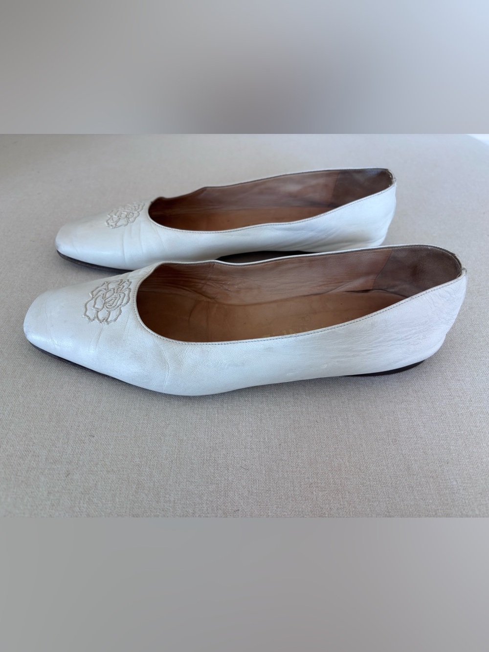 CHANEL vintage ballet flats white camellia 38 wedding - Picture 4 of 9